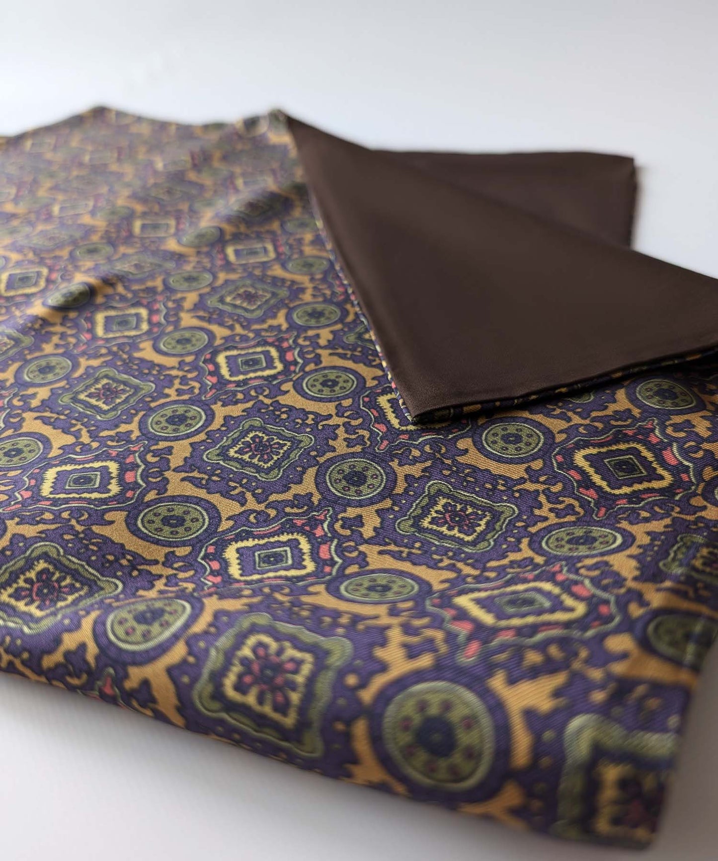 シルク ピローケース マスタードイエロー×エスニックKOMON シルクツイル