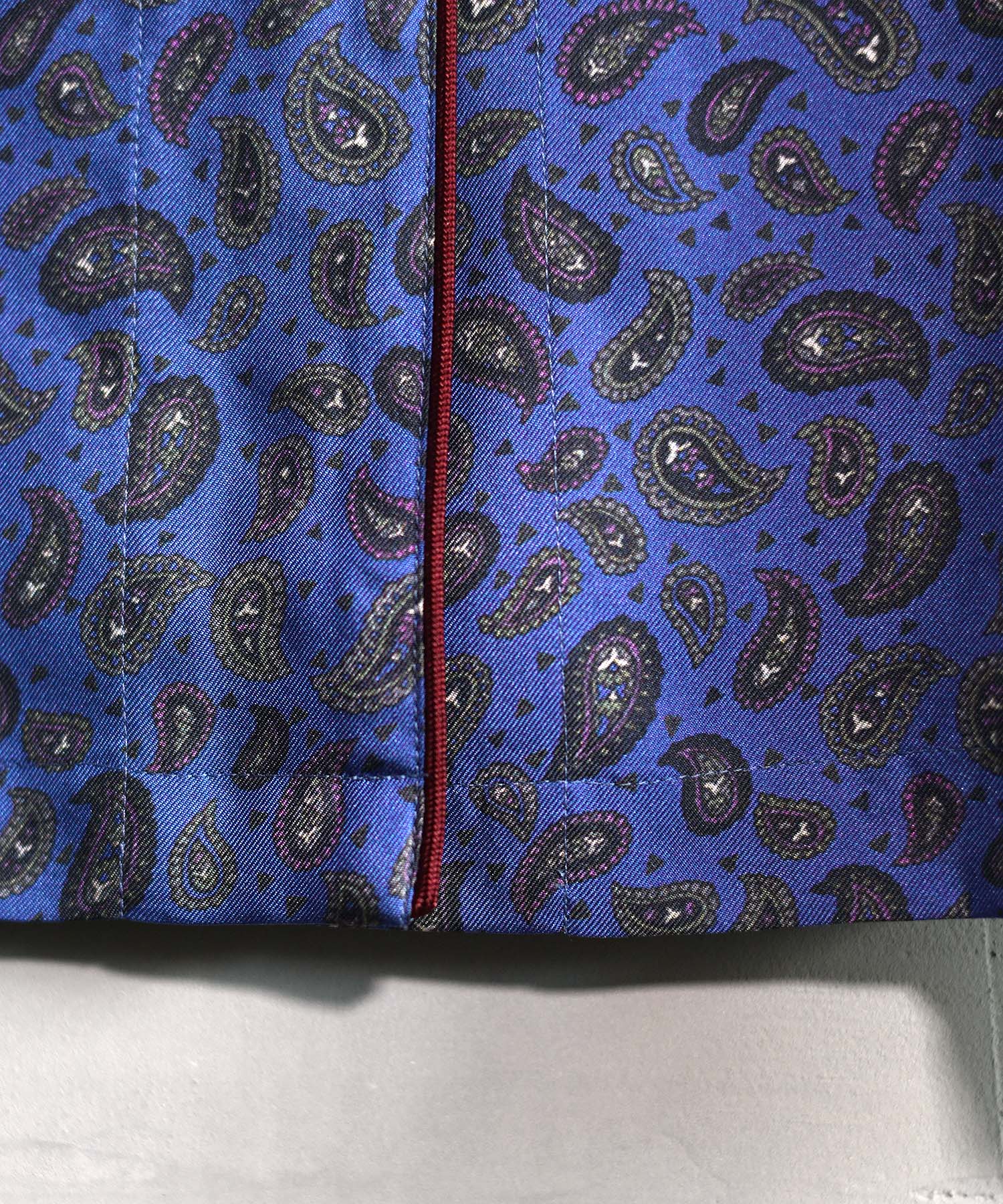 洗濯機で洗えるシルクパジャマ 日本製【レディース 長袖上下セット】ツイル/ブルーペイズリー|SUBE