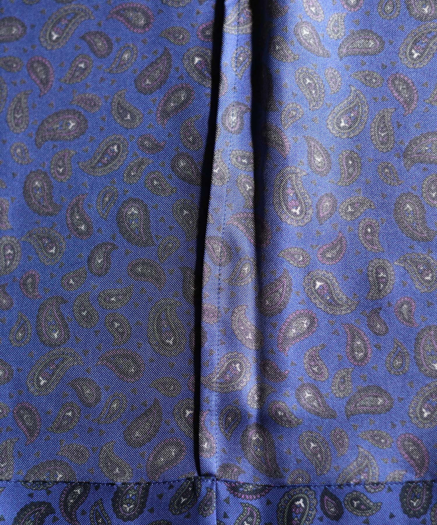 洗濯機で洗えるシルクパジャマ 日本製【レディース 長袖上下セット】ツイル/ブルーペイズリー|SUBE