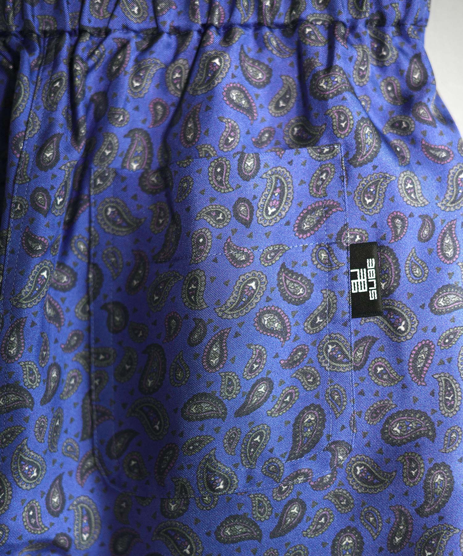 洗濯機で洗えるシルクパジャマ 日本製【レディース 長袖上下セット】ツイル/ブルーペイズリー|SUBE